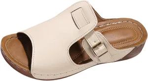 Summer Wedges for Women 2025 Wide Width Orthopedic Platform Sandal Open Toe Fish Mouth House Slippers Adjustable Buckle Beach Slides