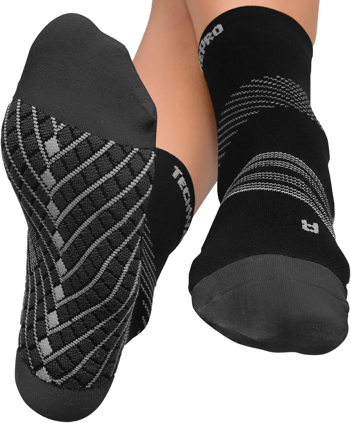 TechWare Pro Plantar Fasciitis Socks – Cushion Ankle Compression Socks Women & Men. Achilles Tendonitis Brace & Arch Support