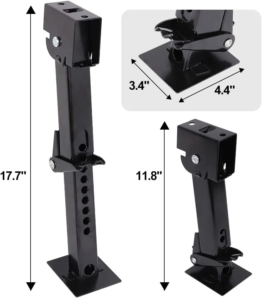 Telescoping Trailer Stabilizer Jacks - Adjusts from 11.8" to 17.7", Includes 11.8" Long Bar/Crank, 1000 lbs Capacity Each, Set of 2