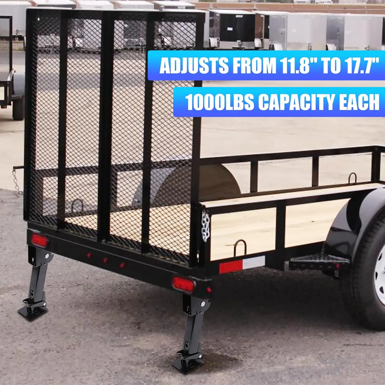Telescoping Trailer Stabilizer Jacks - Adjusts from 11.8" to 17.7", Includes 11.8" Long Bar/Crank, 1000 lbs Capacity Each, Set of 2