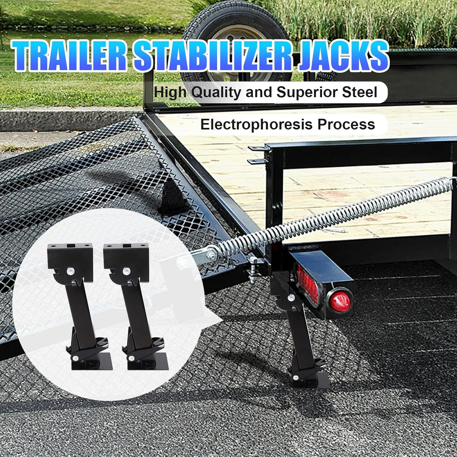 Telescoping Trailer Stabilizer Jacks - Adjusts from 11.8" to 17.7", Includes 11.8" Long Bar/Crank, 1000 lbs Capacity Each, Set of 2