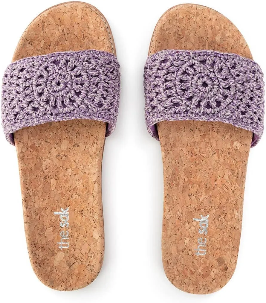 The Sak Women's Mendocino Slide Crochet, Slip On Sandals, Summer Open Toe Shoes
