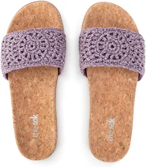 The Sak Women's Mendocino Slide Crochet, Slip On Sandals, Summer Open Toe Shoes