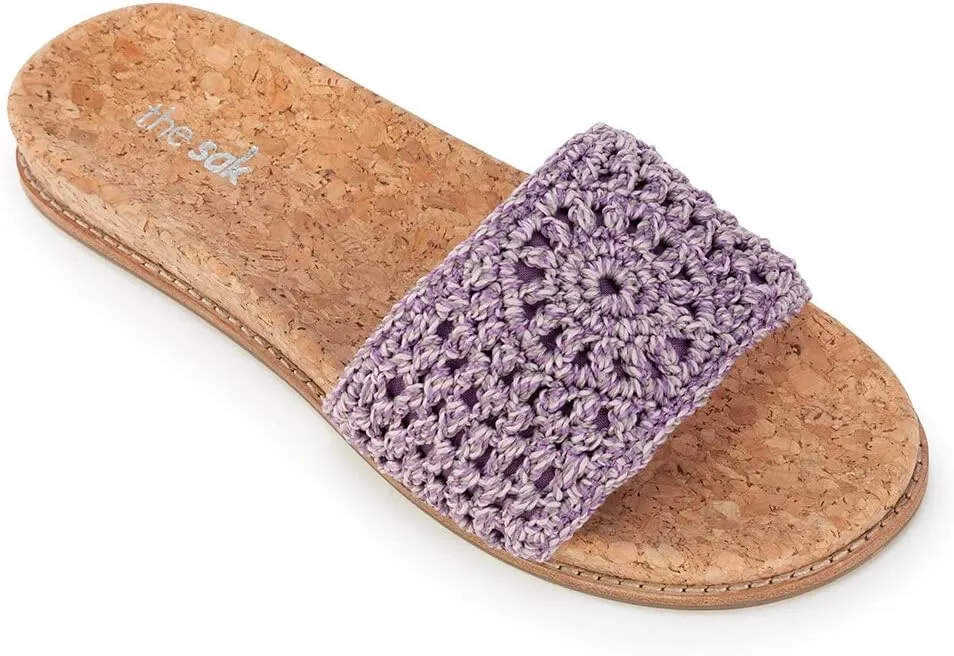 The Sak Women's Mendocino Slide Crochet, Slip On Sandals, Summer Open Toe Shoes