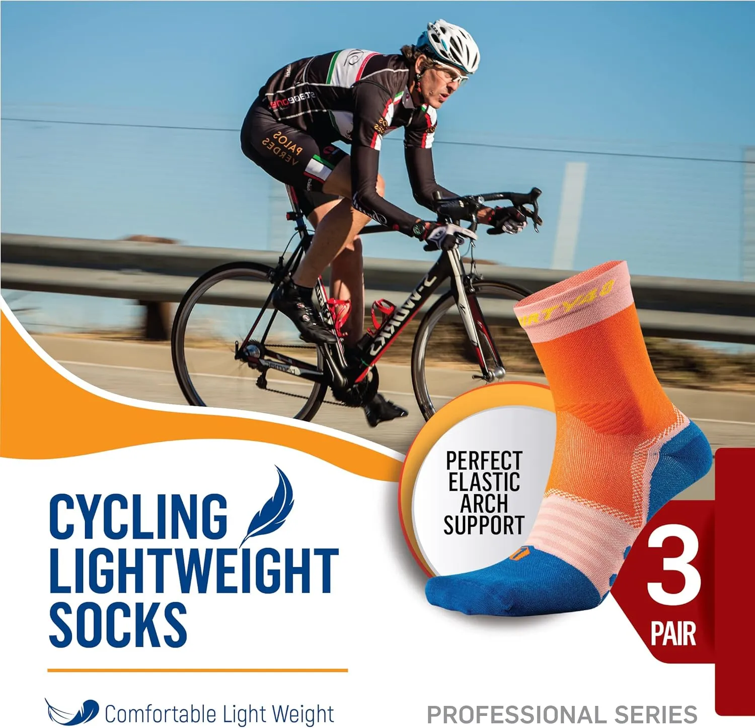 Thirty48 Cycling Socks with S.Café Fabric, Odor Resistant, UV Protection, Quick Drying