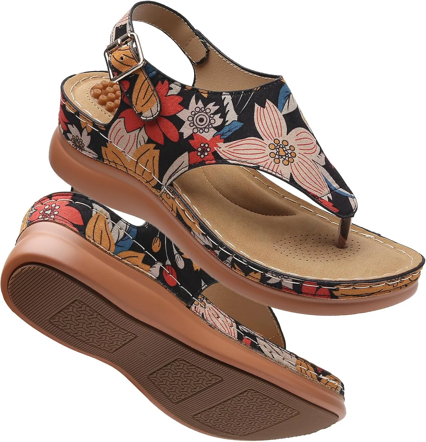 Tilocow Sandals for Women High Arch Support Flip Flops Wedge Sandals Comfortable Beach Shoes Dressy Summer Casual Sandals