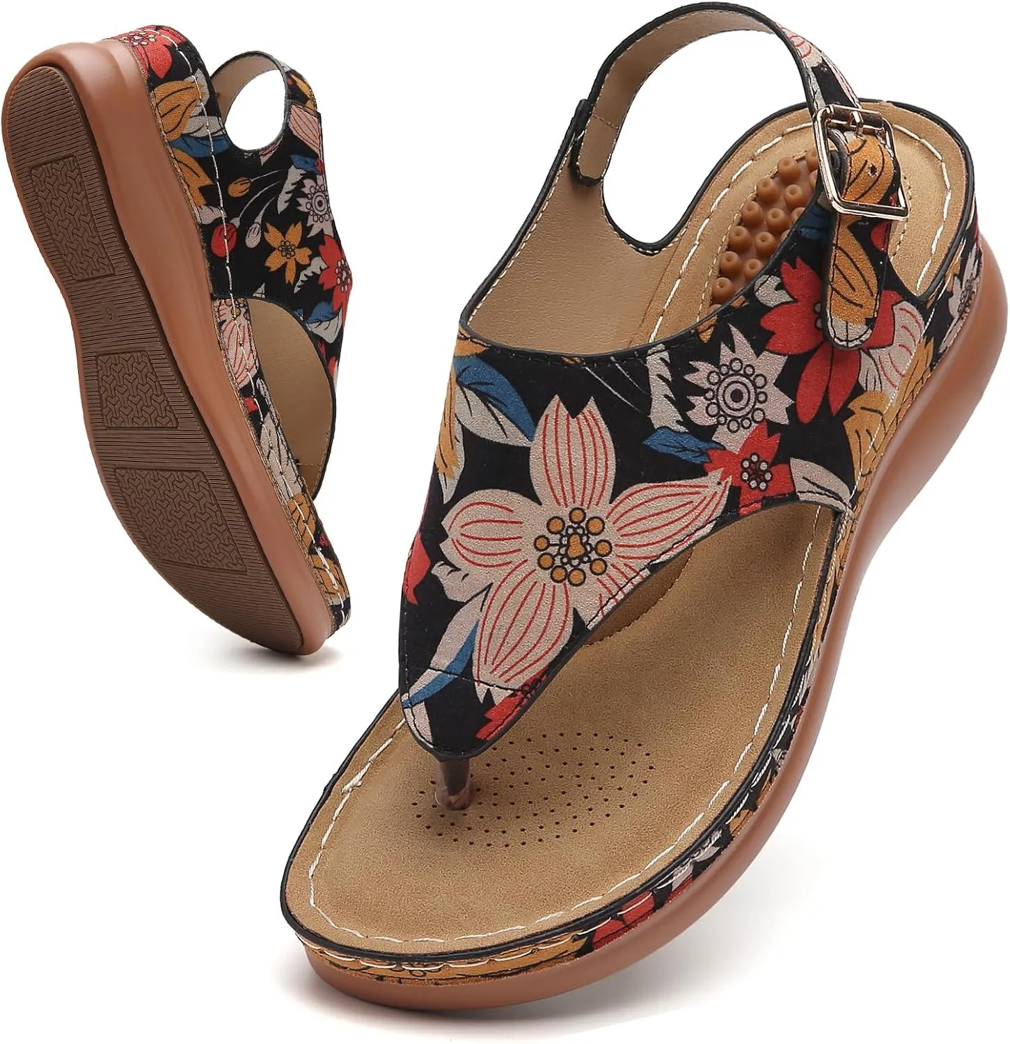 Tilocow Sandals for Women High Arch Support Flip Flops Wedge Sandals Comfortable Beach Shoes Dressy Summer Casual Sandals