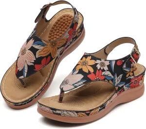 Tilocow Sandals for Women High Arch Support Flip Flops Wedge Sandals Comfortable Beach Shoes Dressy Summer Casual Sandals