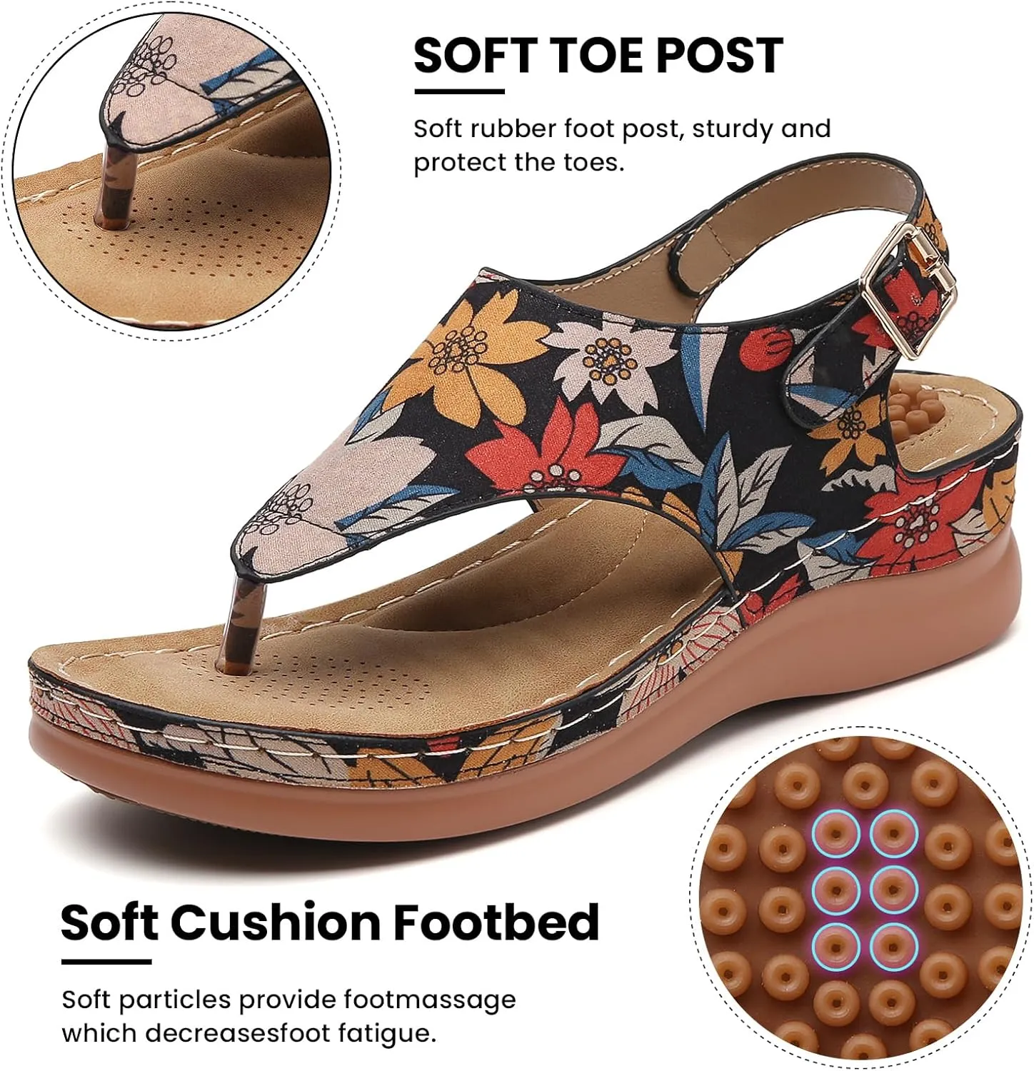 Tilocow Sandals for Women High Arch Support Flip Flops Wedge Sandals Comfortable Beach Shoes Dressy Summer Casual Sandals