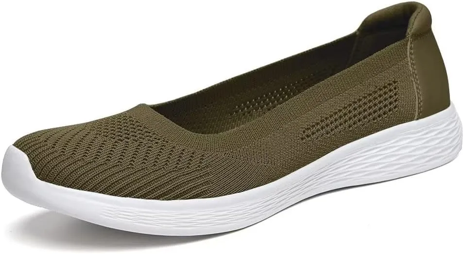 TIOSEBON Women's Comfortable Loafer Flat Foam Mesh Slip-On Walking Shoes