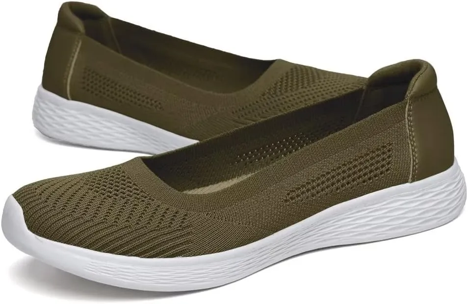 TIOSEBON Women's Comfortable Loafer Flat Foam Mesh Slip-On Walking Shoes