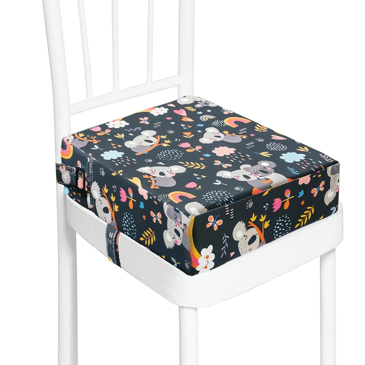 Toddler Booster Seat for Dining Table, Washable Thick Strong Support Portable Booster Chair for Toddlers Eating, Easy Cleaning Booster Seat Cushion Detachable with Fix Straps (Larger, 14.2*12.6*3.6in)