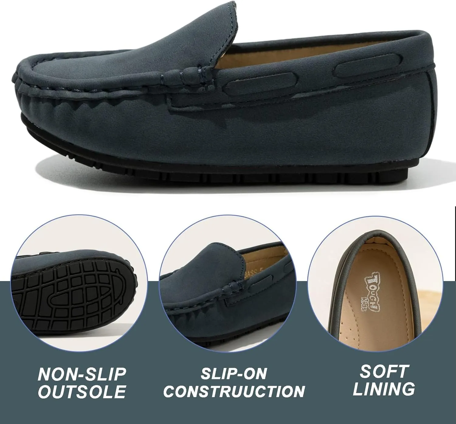 Toddler Boys Girls Leather Loafers,Little Kids Soft Slip-On Dress Shoes,Moccasins Flat Boat Shoes Casual Daily Walking Wedding Church School