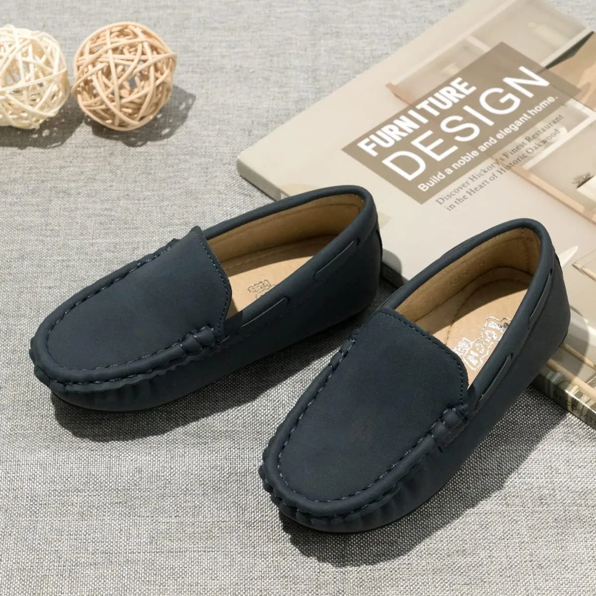 Toddler Boys Girls Leather Loafers,Little Kids Soft Slip-On Dress Shoes,Moccasins Flat Boat Shoes Casual Daily Walking Wedding Church School