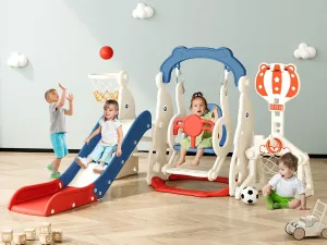 Toddler Slide, 6 in 1 Toddler Playset - Upgrade with Kids Slide, Swing, Soccer and Ring Toss for Age 1-3, Indoor and Outdoor Playground
