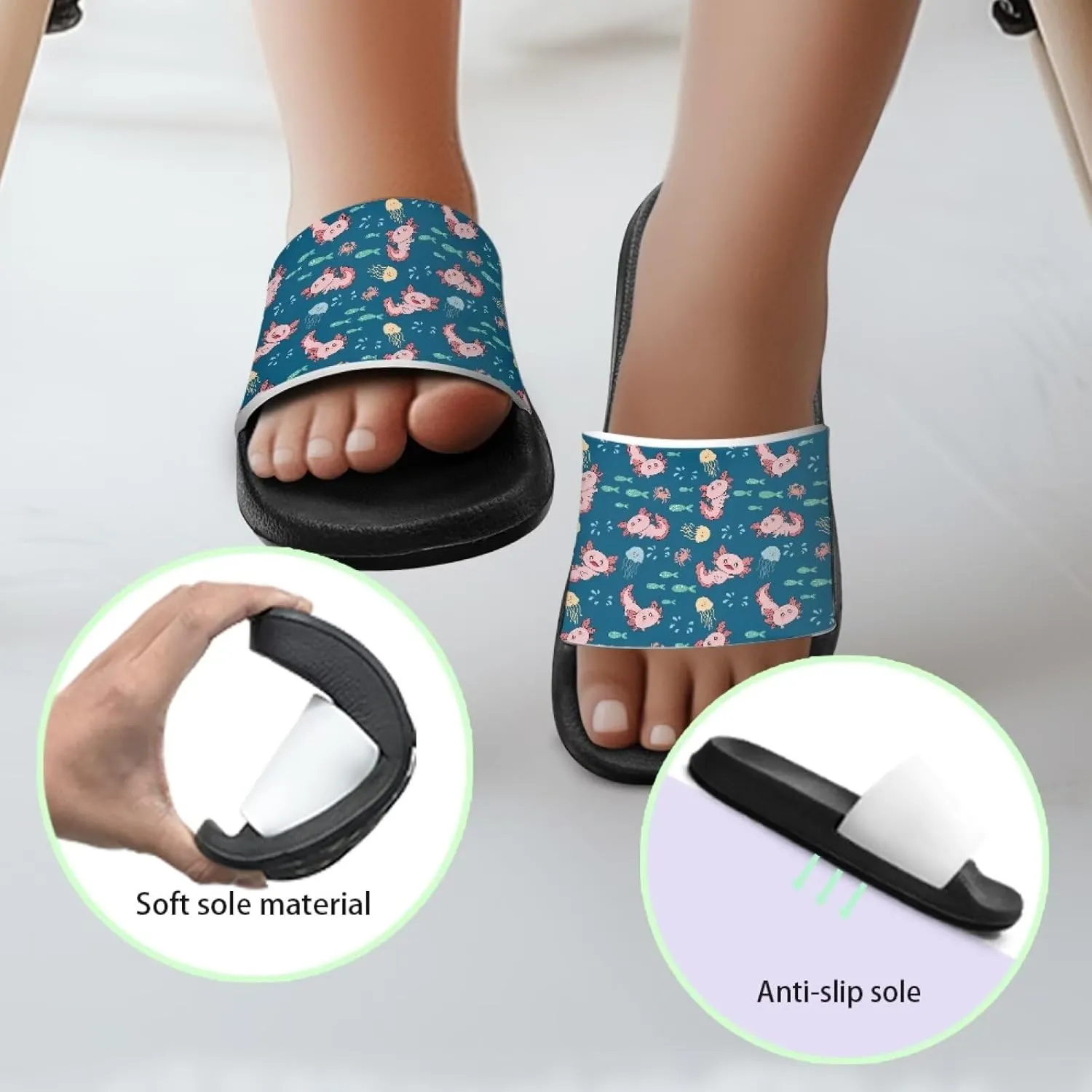 Toddler Slide Sandals Lightweight Slippers Slip Resistant Footwear Cushioned Thick Sole Beach Slides Pool Sandals