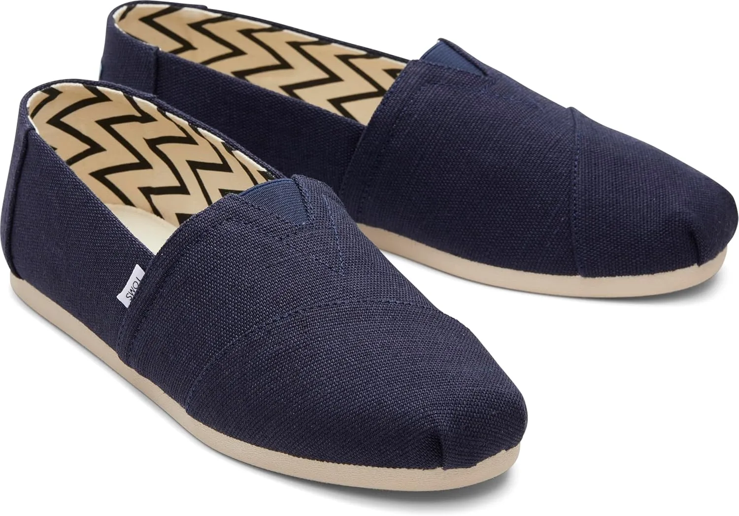 TOMS Men's Alpargata Slip-On Loafer Eco-Friendly Recycled Cotton Canvas, Elastic Gore, Rubber Sole