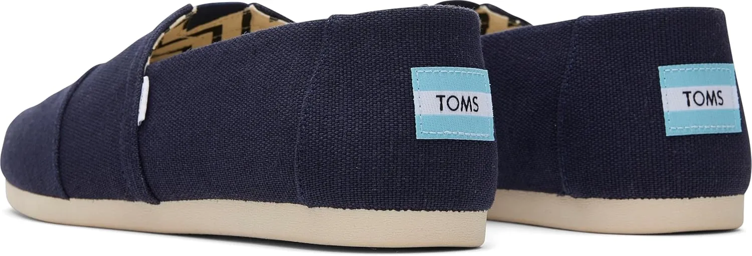 TOMS Men's Alpargata Slip-On Loafer Eco-Friendly Recycled Cotton Canvas, Elastic Gore, Rubber Sole