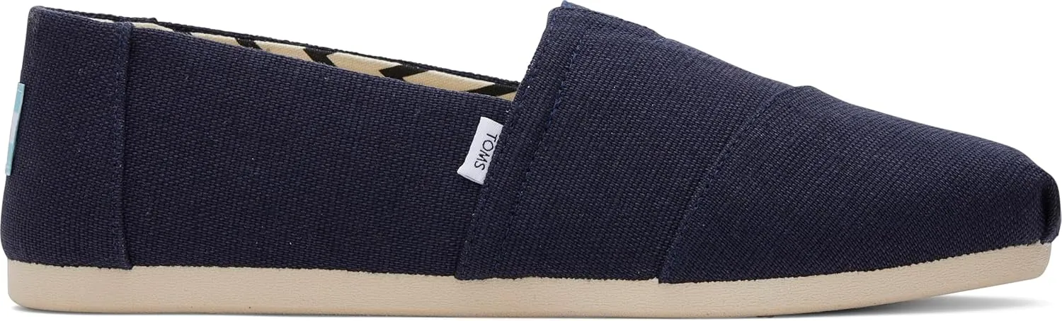 TOMS Men's Alpargata Slip-On Loafer Eco-Friendly Recycled Cotton Canvas, Elastic Gore, Rubber Sole
