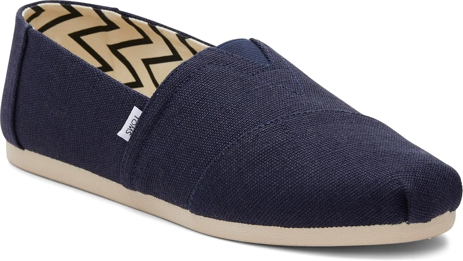 TOMS Men's Alpargata Slip-On Loafer Eco-Friendly Recycled Cotton Canvas, Elastic Gore, Rubber Sole