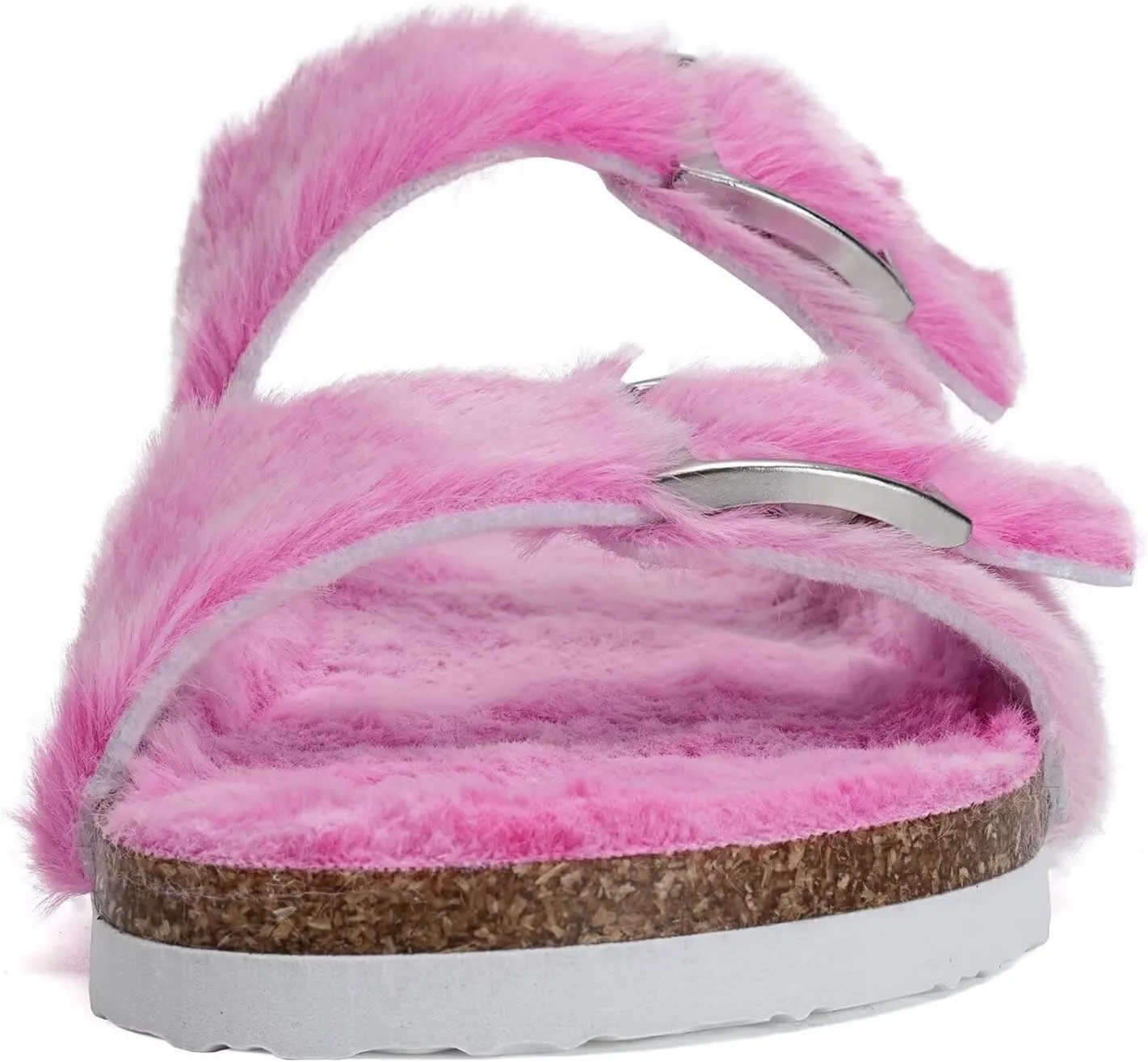 Torotto Kids Open Toe Slippers Boys Girls Fluffy Furry Warm Cork Slide Sandals with Adjustable Buckle for Indoor & Outdoor