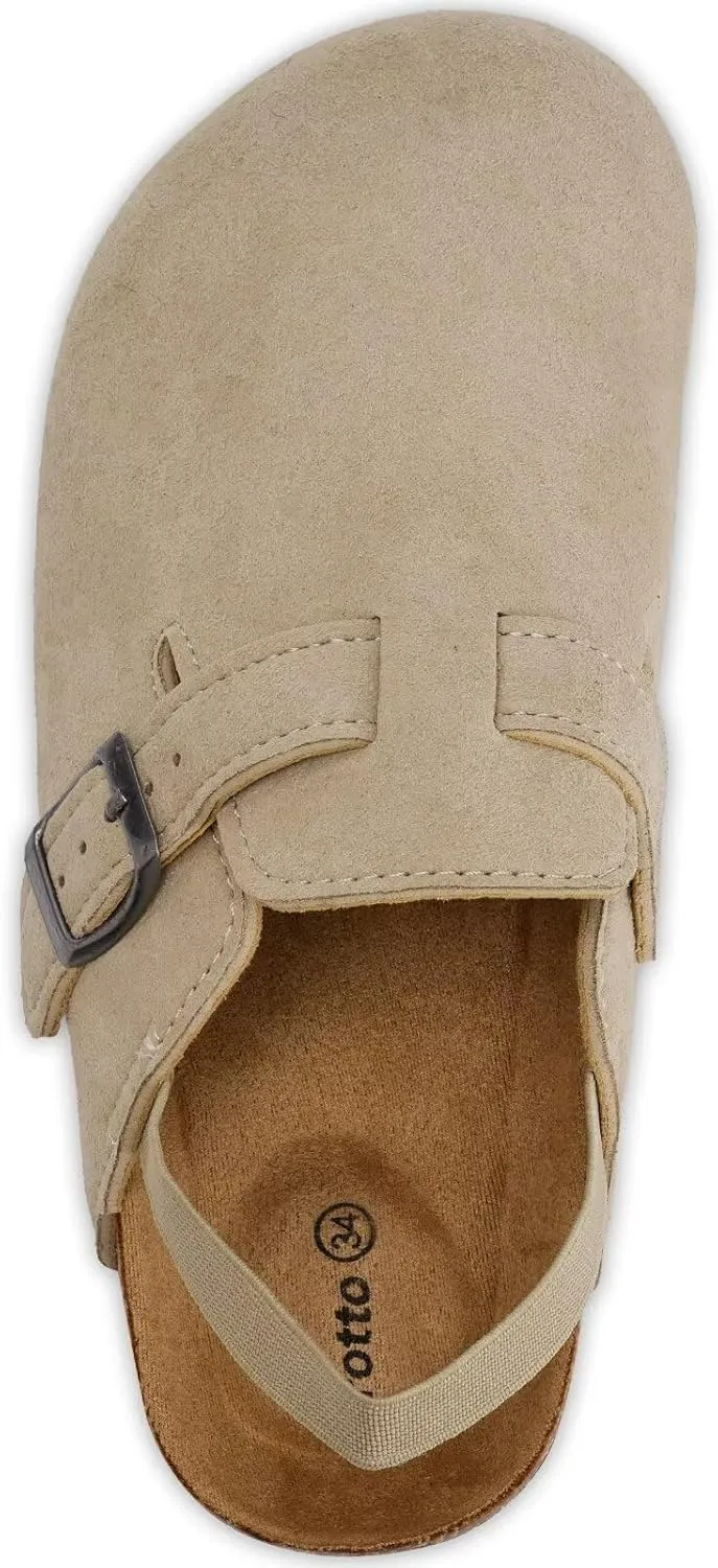 Torotto Toddler Suede Clogs Cork Footbed Kids Clogs with Arch Support & Adjustable Straps for Boys Girls Indoor & Outdoor
