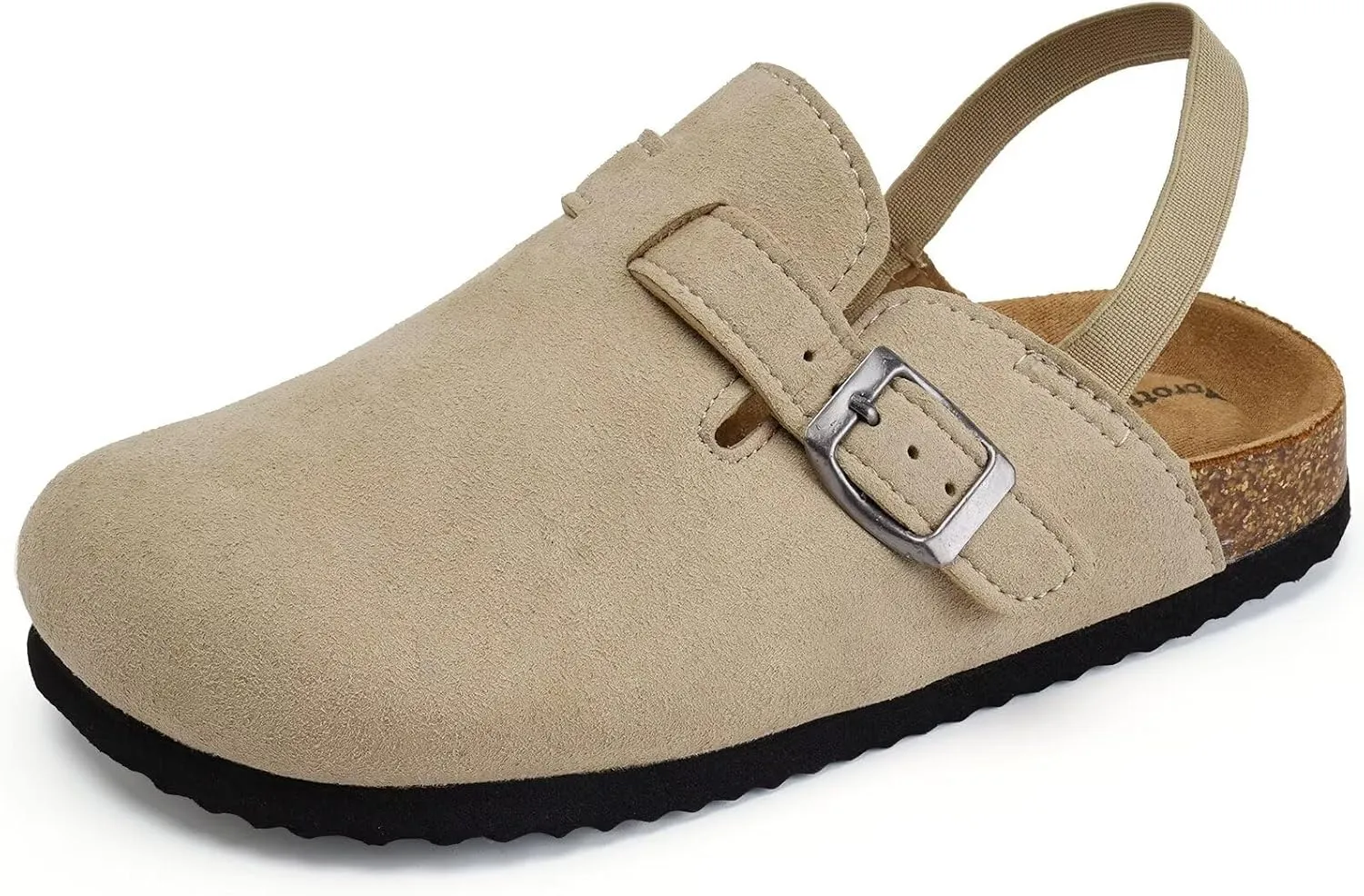 Torotto Toddler Suede Clogs Cork Footbed Kids Clogs with Arch Support & Adjustable Straps for Boys Girls Indoor & Outdoor