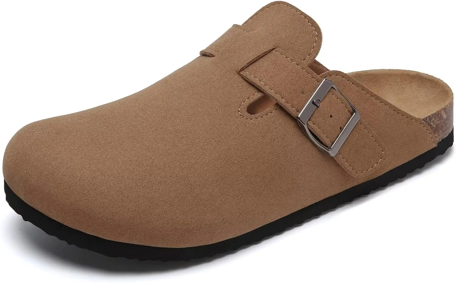 Torotto Womens Clogs Cork Footbed Suede Slippers Arch Support Potato Shoes with Adjustable Buckle