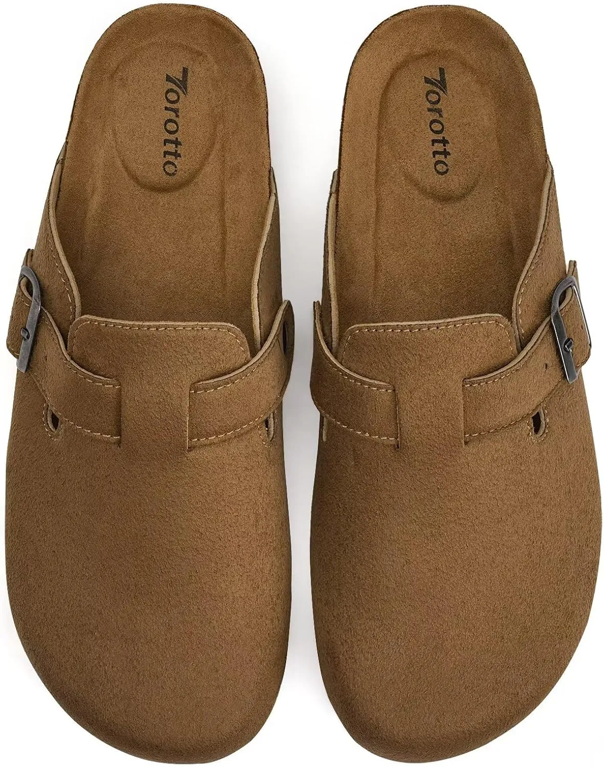 Torotto Womens Mens Clogs Cork Footbed Suede Slippers Arch Support Potato Shoes with Adjustable Buckle