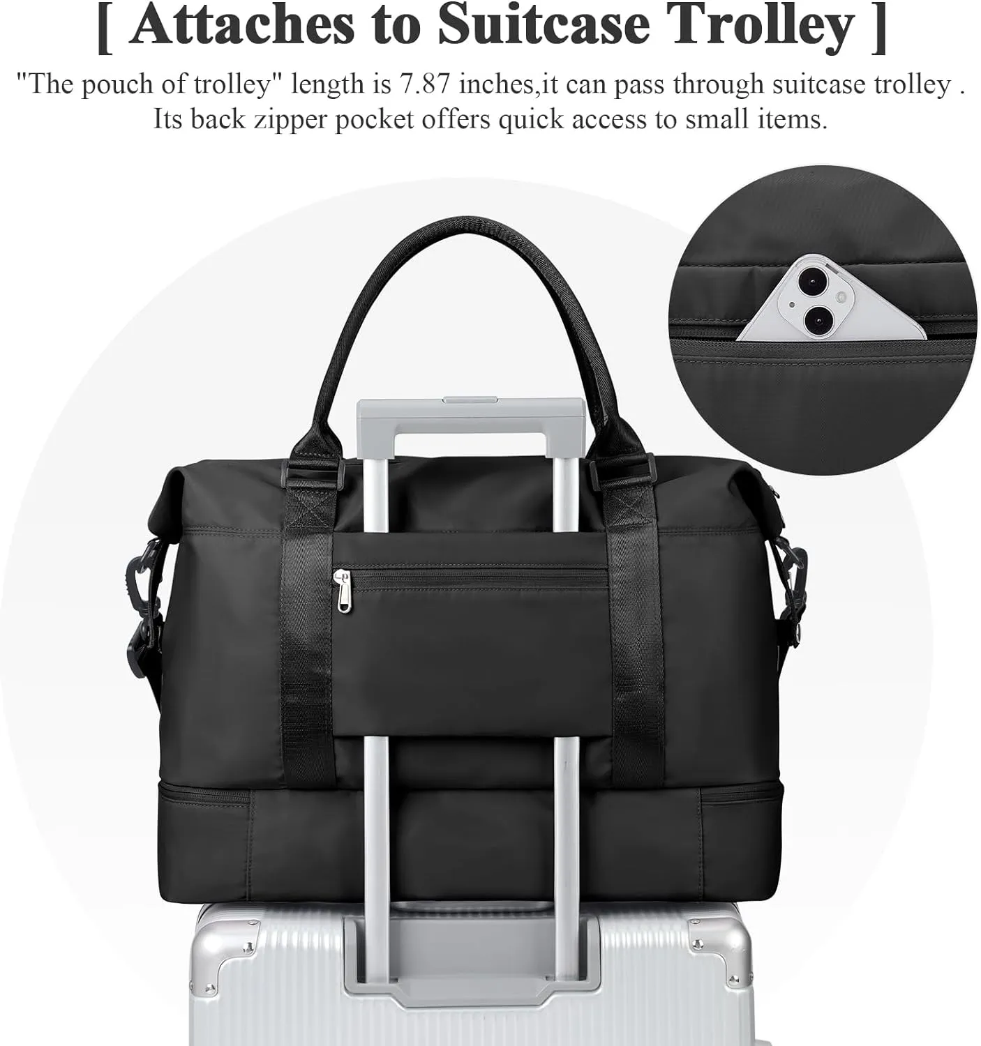 Travel Duffel Bag with Shoes Compartment, Overnight Weekender Bags for Women,Carry on Personal Item Bag,Medium Size