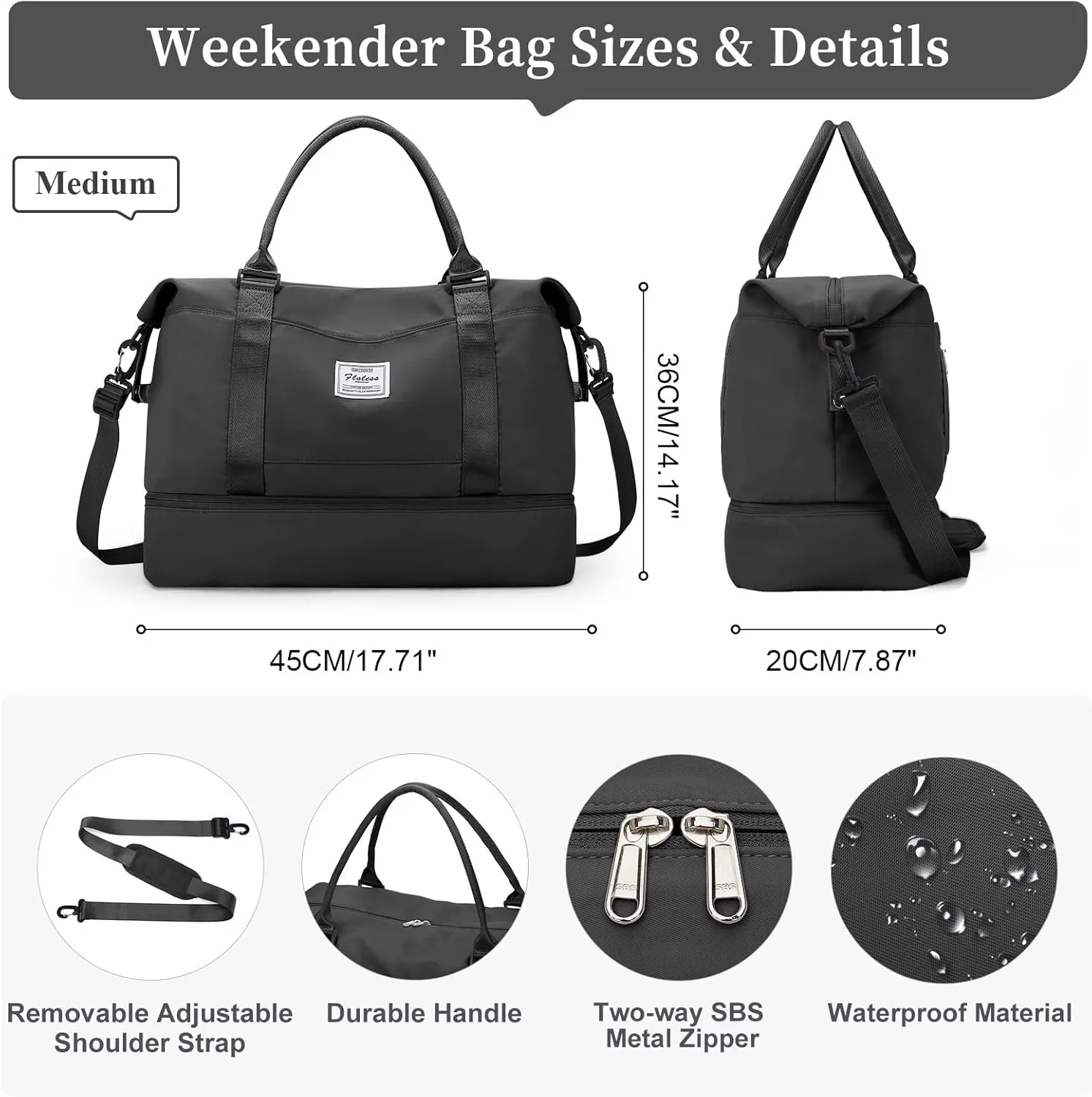 Travel Duffel Bag with Shoes Compartment, Overnight Weekender Bags for Women,Carry on Personal Item Bag,Medium Size