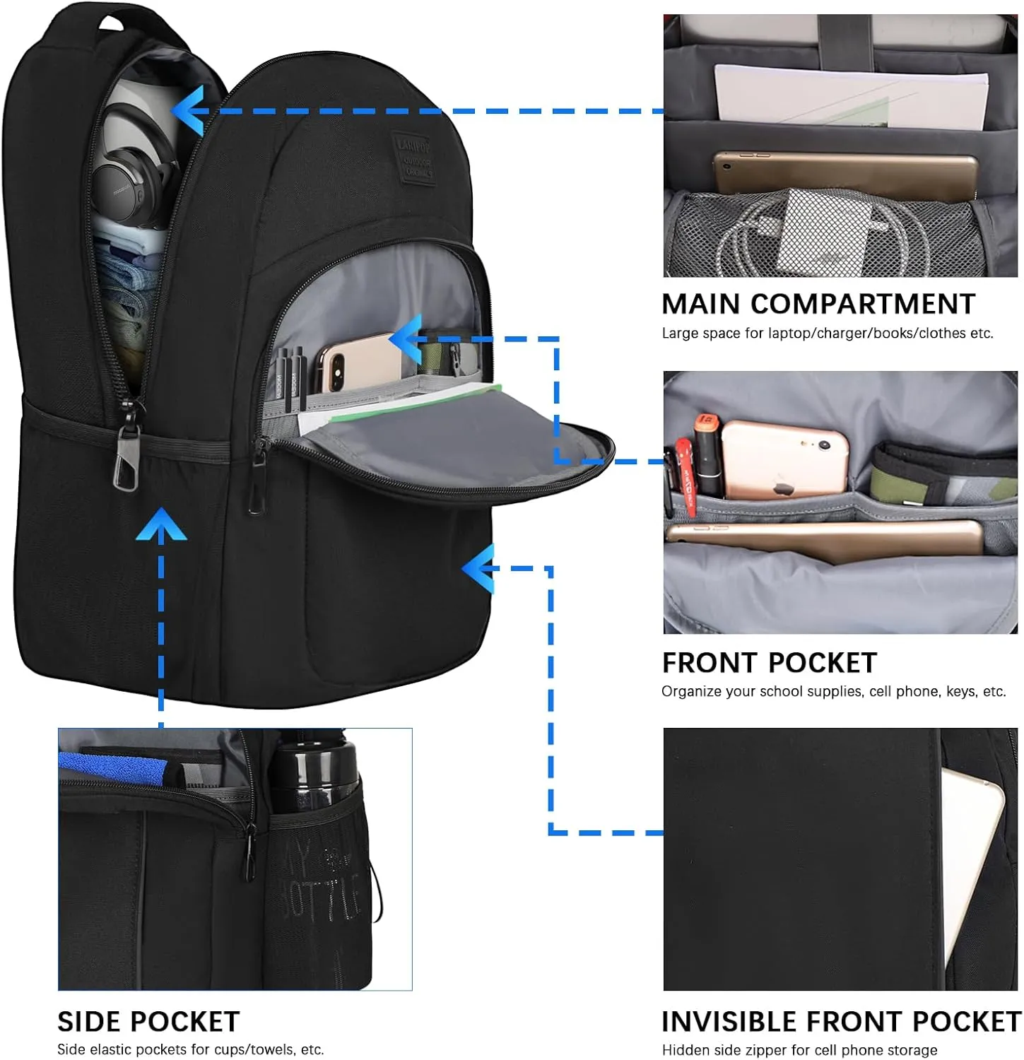 Travel Laptop Backpack,15.6 Inch Business Laptop backpack for Men Women with USB Charging Port,Water-Resistant Laptopack Weekender Daypack for Work College Computer