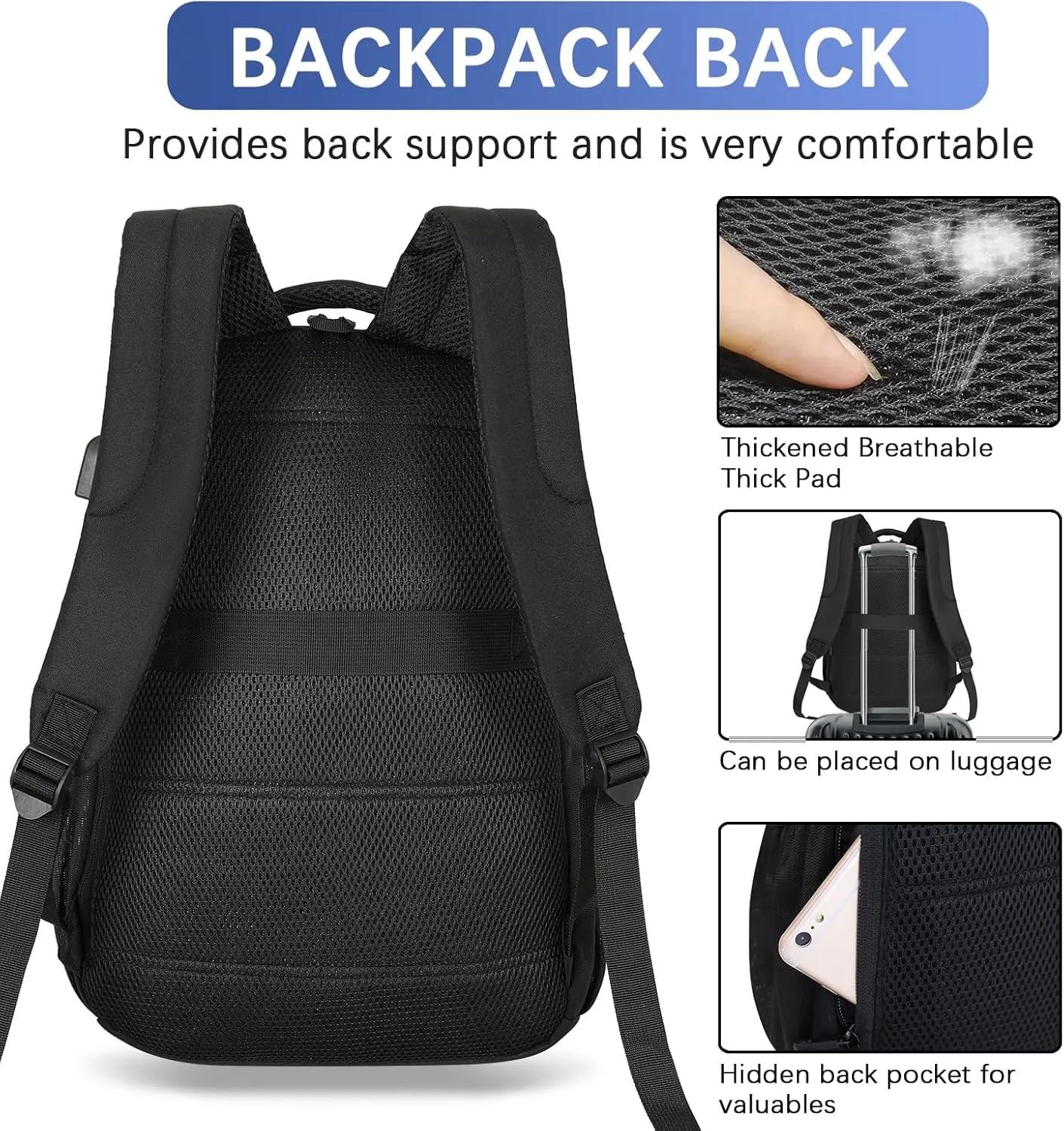 Travel Laptop Backpack,15.6 Inch Business Laptop backpack for Men Women with USB Charging Port,Water-Resistant Laptopack Weekender Daypack for Work College Computer