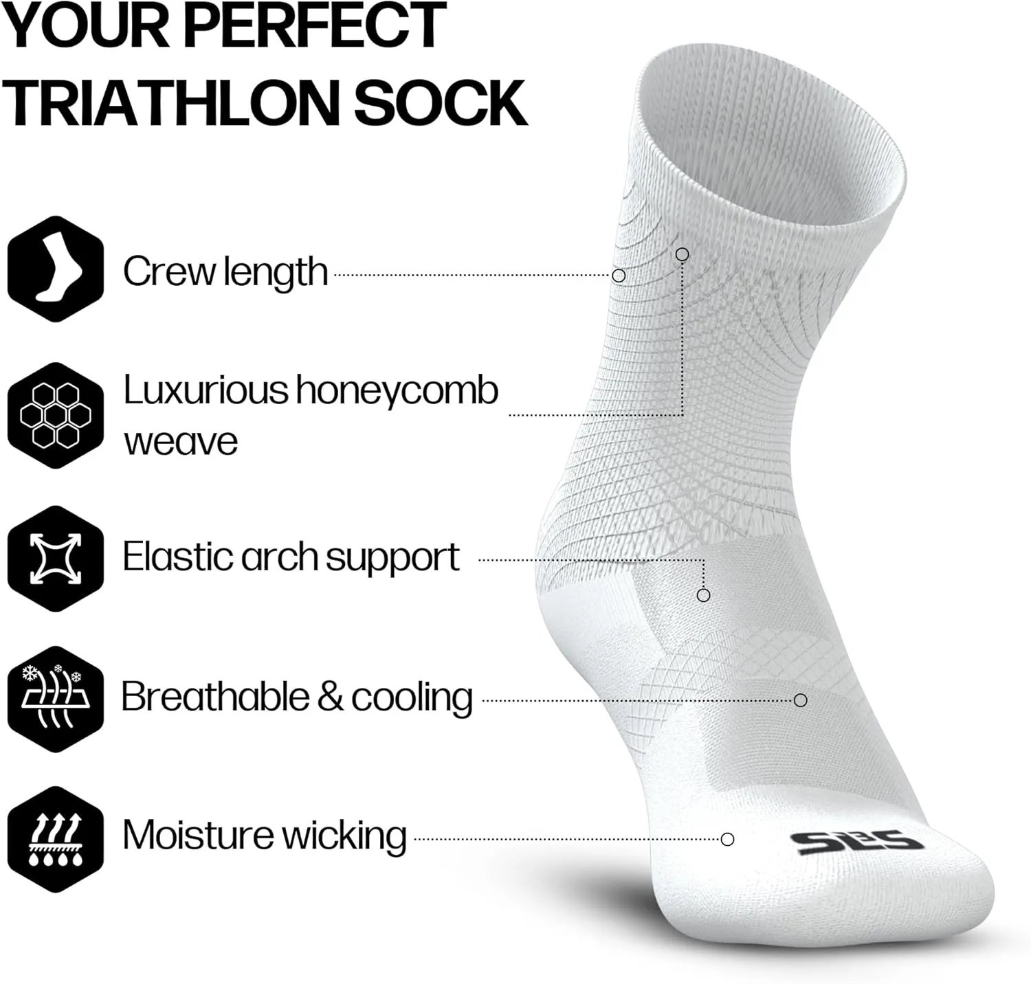 Triathlon Socks – Engineered for Comfort – Ideal Cycling Socks for Men or Women & Short or Long Distance Running Socks