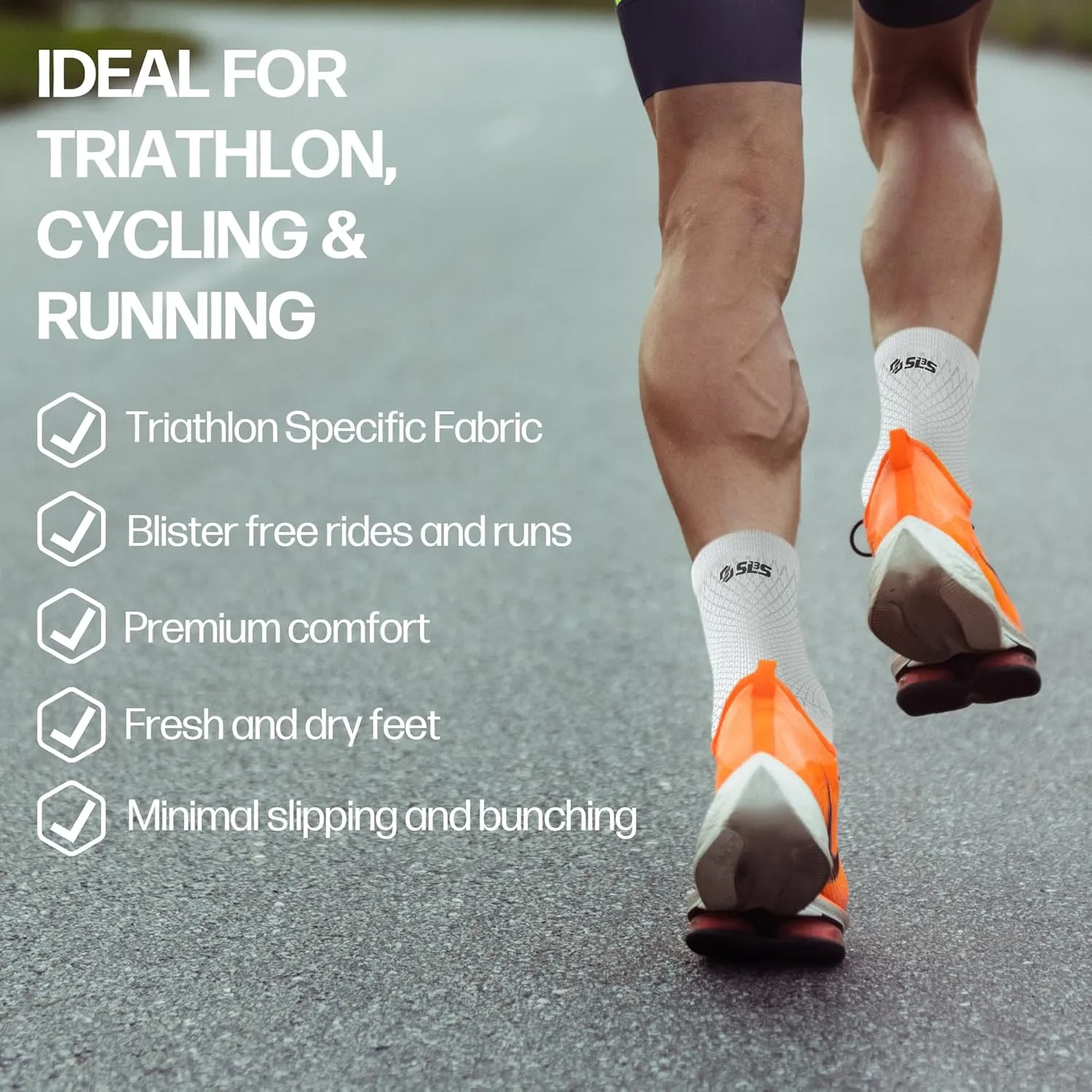 Triathlon Socks – Engineered for Comfort – Ideal Cycling Socks for Men or Women & Short or Long Distance Running Socks