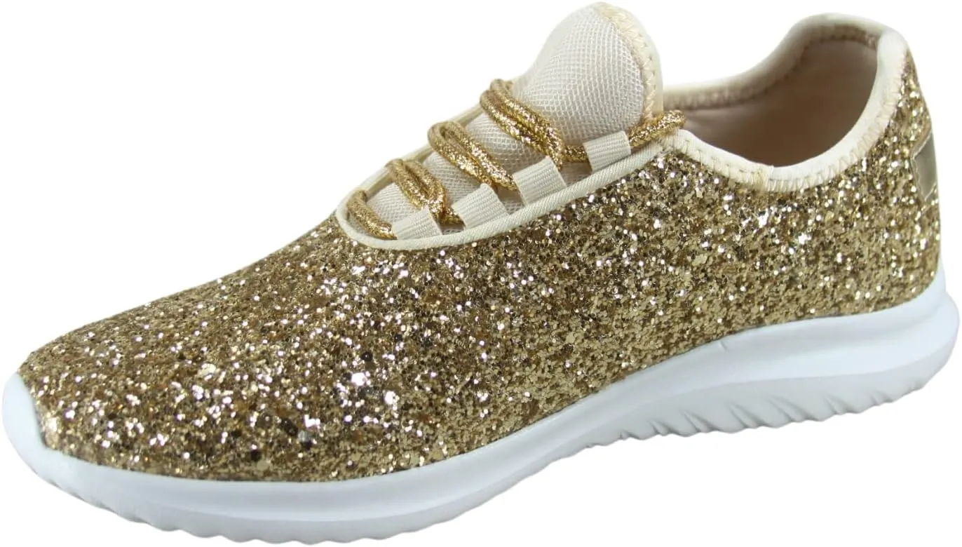 TZ Lotus-08 Women's Comfort Slip On Fashion Color Glitter Walking Runing Flat Heel Sneakers Shoes