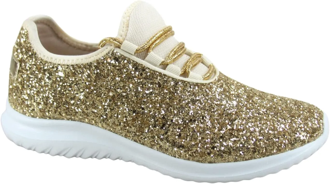 TZ Lotus-08 Women's Comfort Slip On Fashion Color Glitter Walking Runing Flat Heel Sneakers Shoes