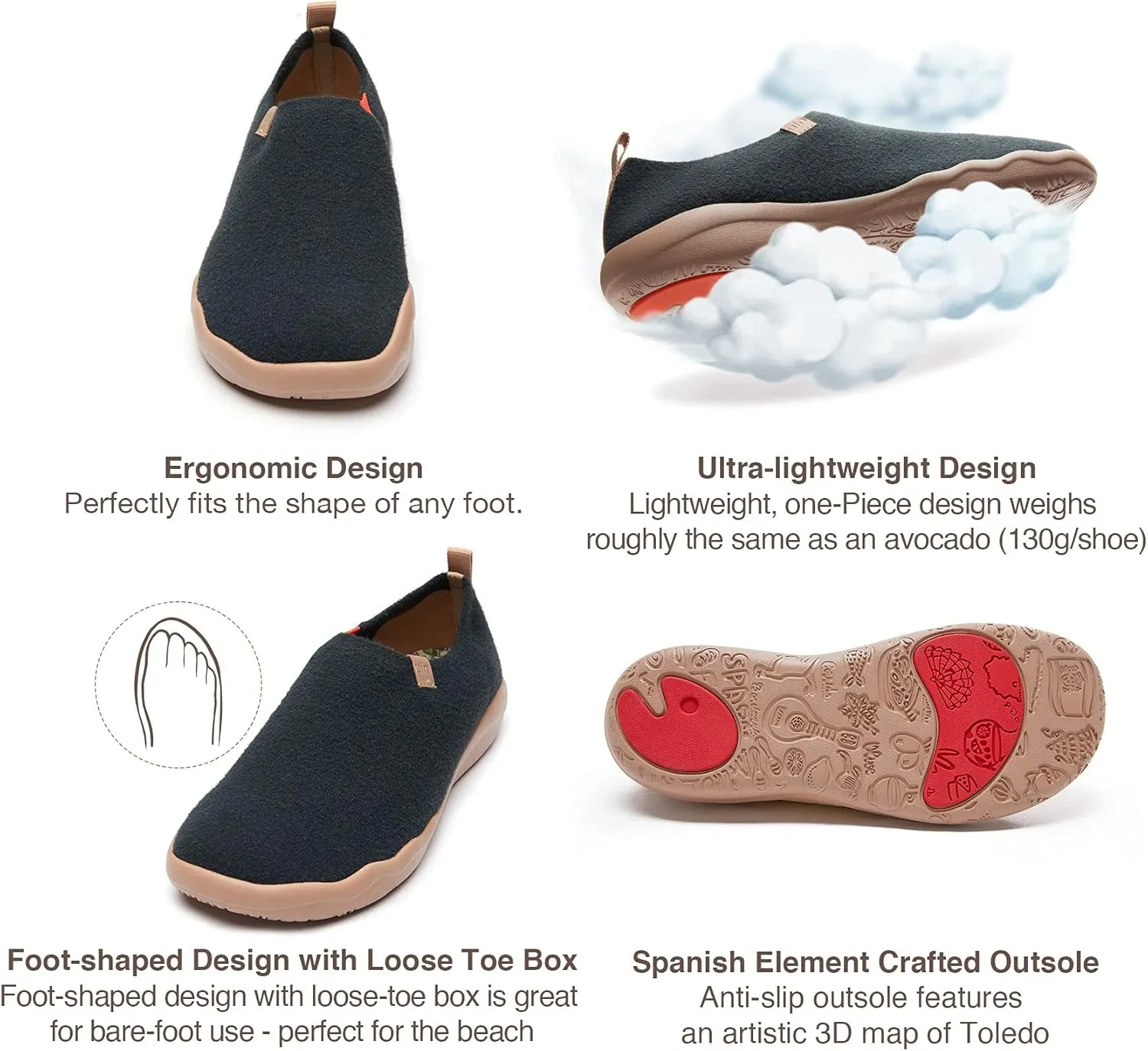 UIN Men's Walking Shoes Slip On Cow Suede Casual Lightweight Comfort Fashion Sneaker Cuenca