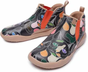 UIN Women's Walking Shoes High Top Ankle Boots Casual Lightweight Comfort Art Painted Fashion Sneaker Granada