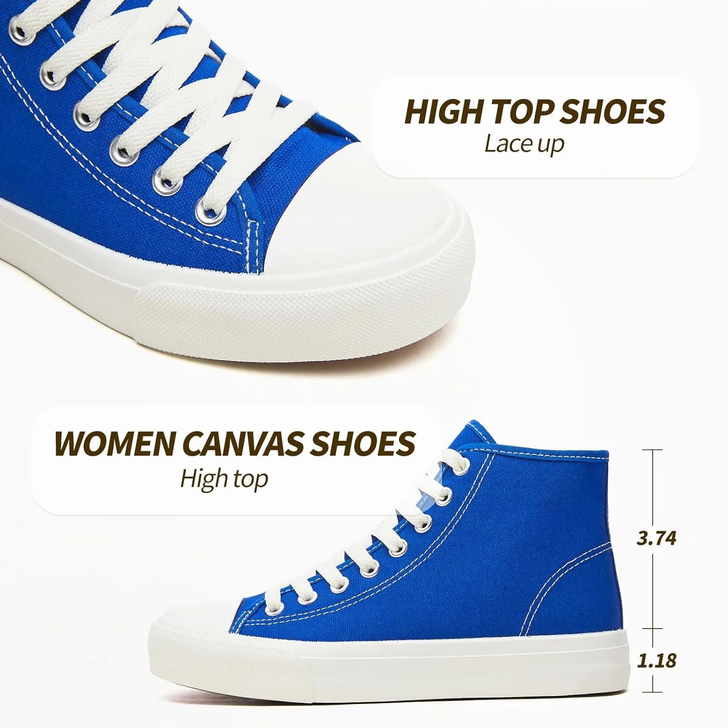 Uoidru High Top Sneakers for Women Canvas Shoes White Canvas High Tops Women Casual Shoes Lace Up Fashion Sneakers