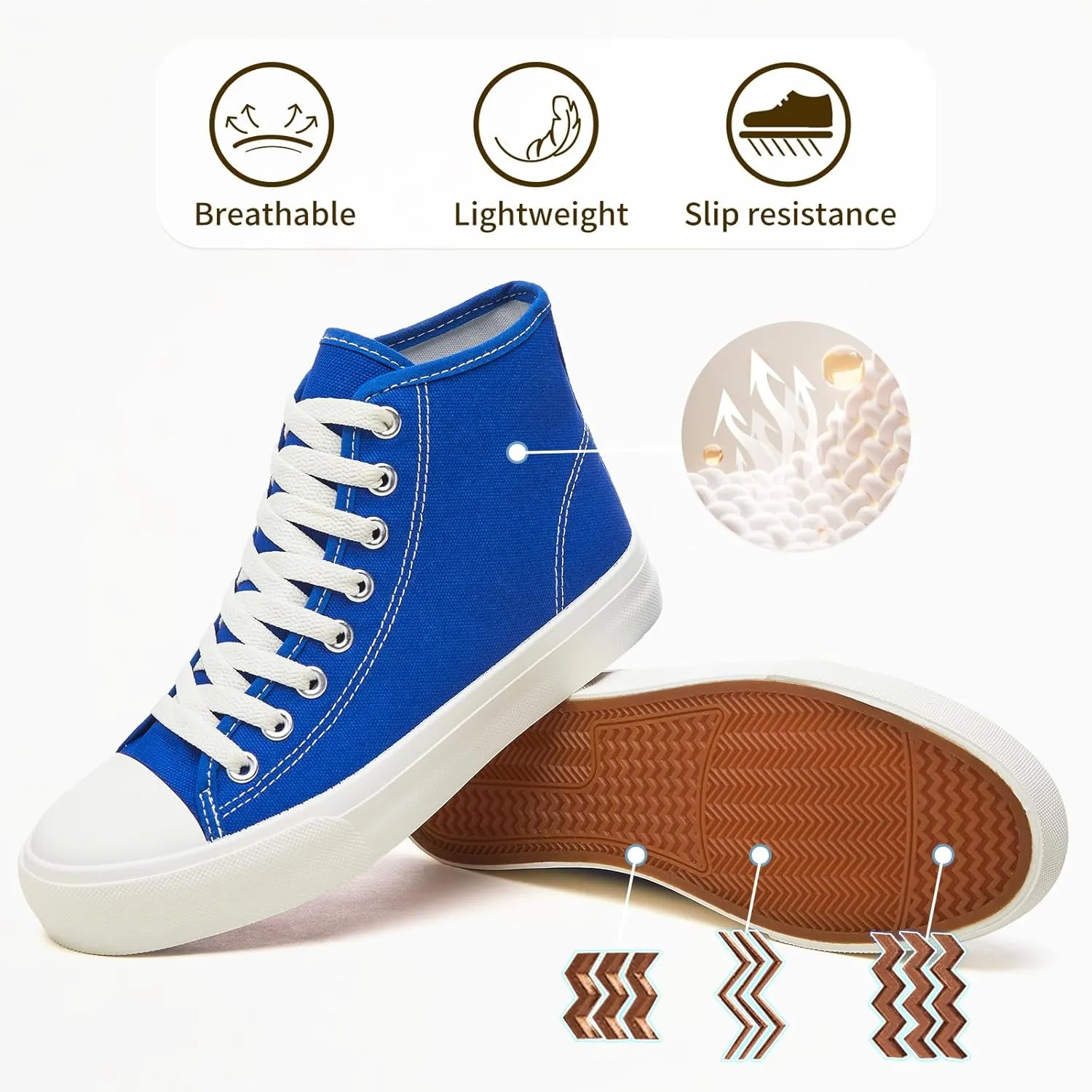Uoidru High Top Sneakers for Women Canvas Shoes White Canvas High Tops Women Casual Shoes Lace Up Fashion Sneakers