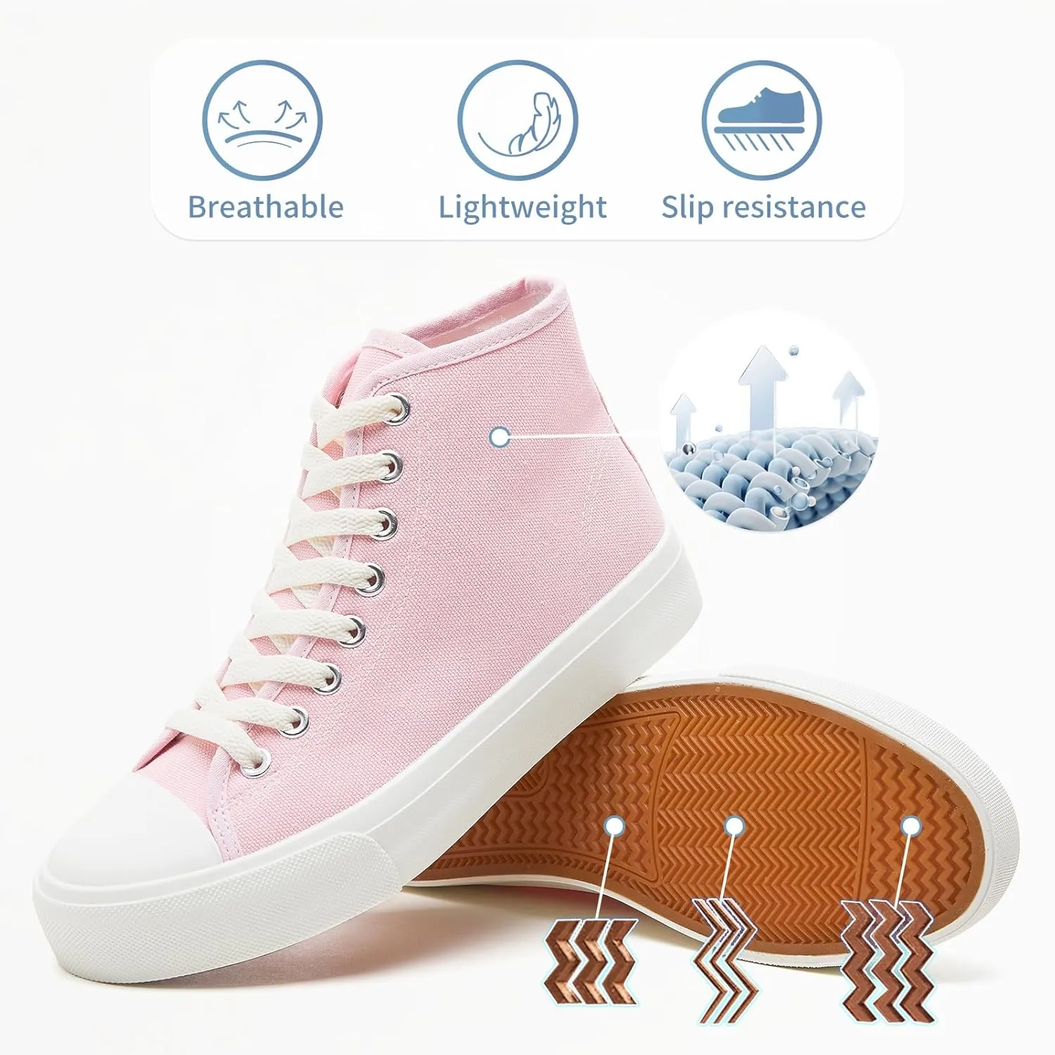 Uoidru High Top Sneakers for Women Canvas Shoes White Canvas High Tops Women Casual Shoes Lace Up Fashion Sneakers