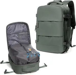 Vacuum Travel Backpack for Women Men Carry on Backpack Luggage Flight Approved Personal item Travel Bag Essentials With Wet and Dry Separation Bag Olive Green