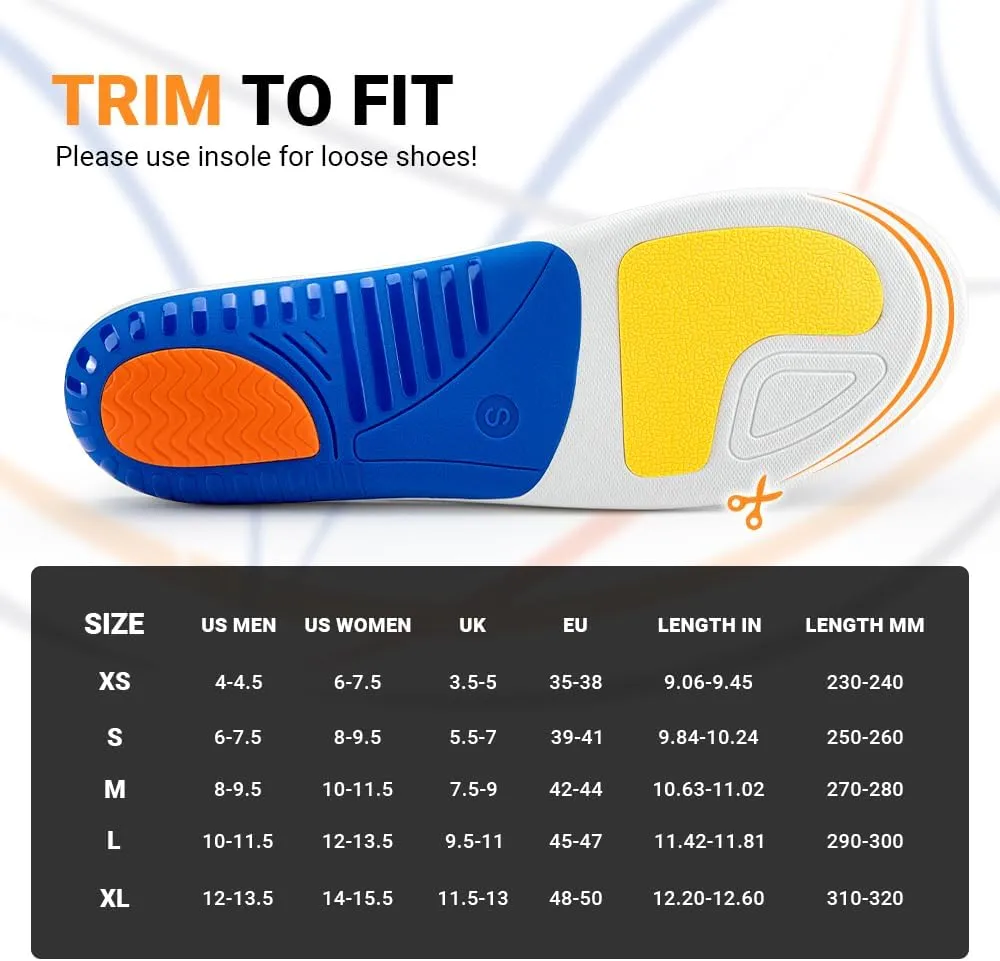 Valsole Plantar Fasciitis Insoles High Arch Support Inserts Orthotic Insoles for Flat Feet Women Men Heavy Duty Support Work Boots Insoles for Standing All Day