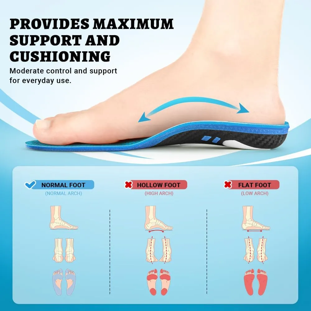 VALSOLE Plantar Fasciitis Insoles,210  lbsHeavy Duty Support Pain Relief Orthotics,Insoles for Standing All Day,Work Boot Shoe Insole for Flat Feet,Orthotic Insoles for Men Women