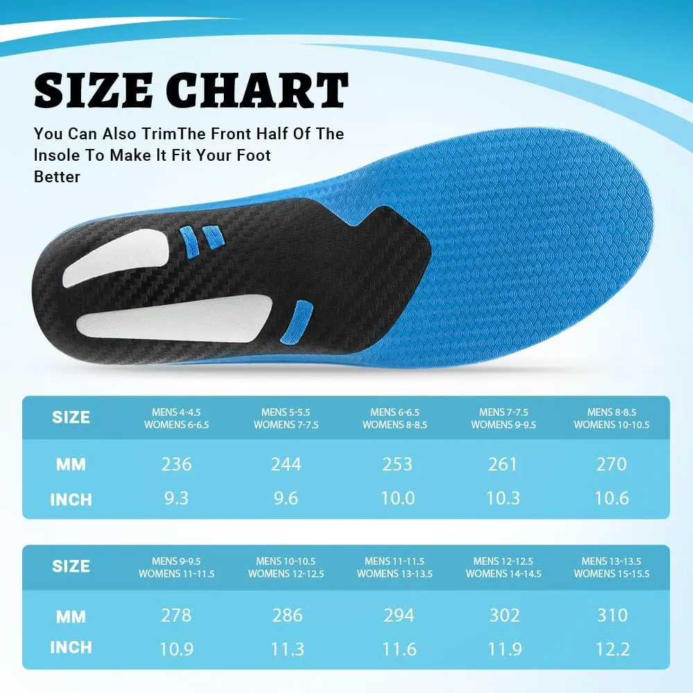 VALSOLE Plantar Fasciitis Insoles,210  lbsHeavy Duty Support Pain Relief Orthotics,Insoles for Standing All Day,Work Boot Shoe Insole for Flat Feet,Orthotic Insoles for Men Women