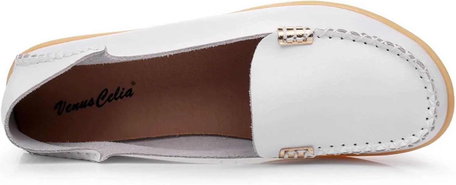 VenusCelia Women's Natural 2 Comfort Walking Flat Loafer