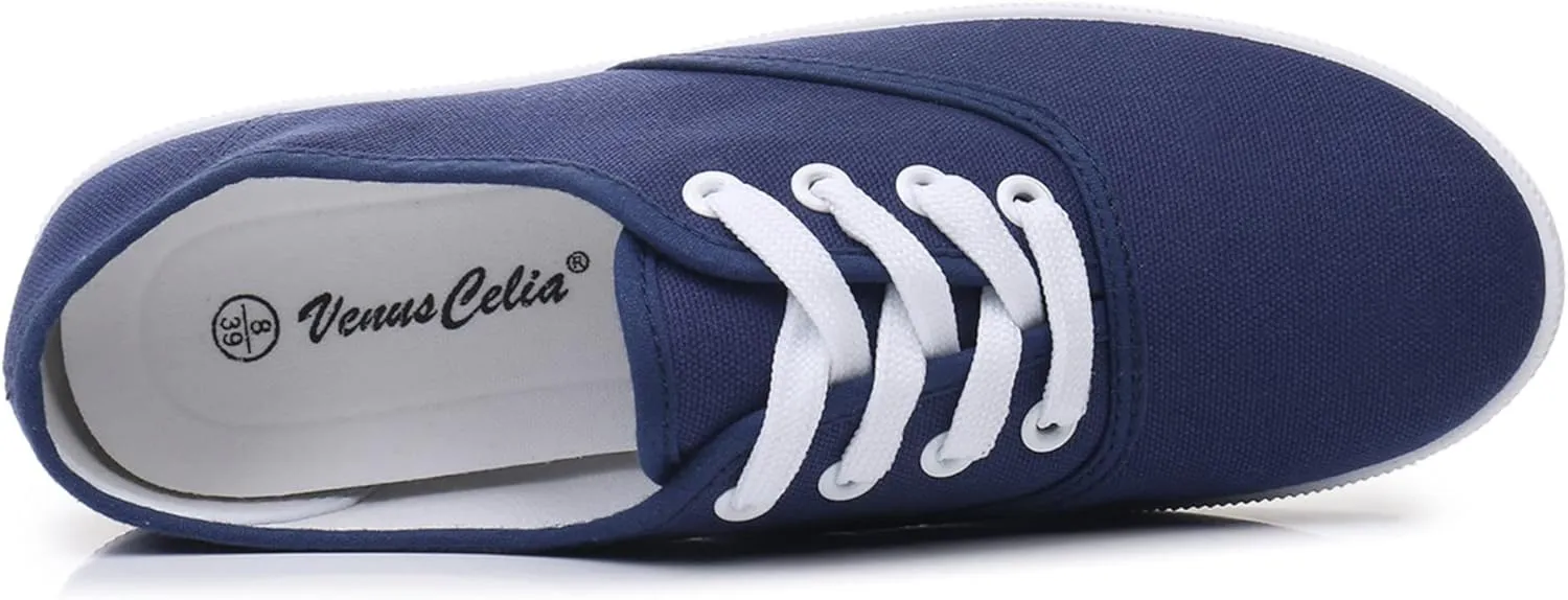 VenusCelia Women's Rainbow Lace Up Sneaker Shoes