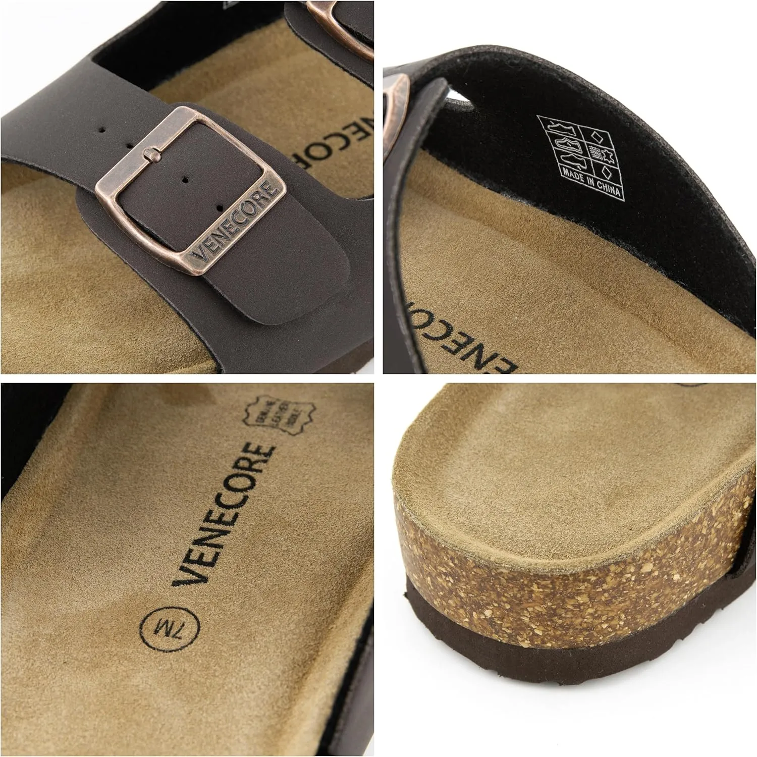 Verano Cork Sandals for Women – Cork Double Strap Sandals Women’s Summer Shoes – Comfortable Slide Sandals