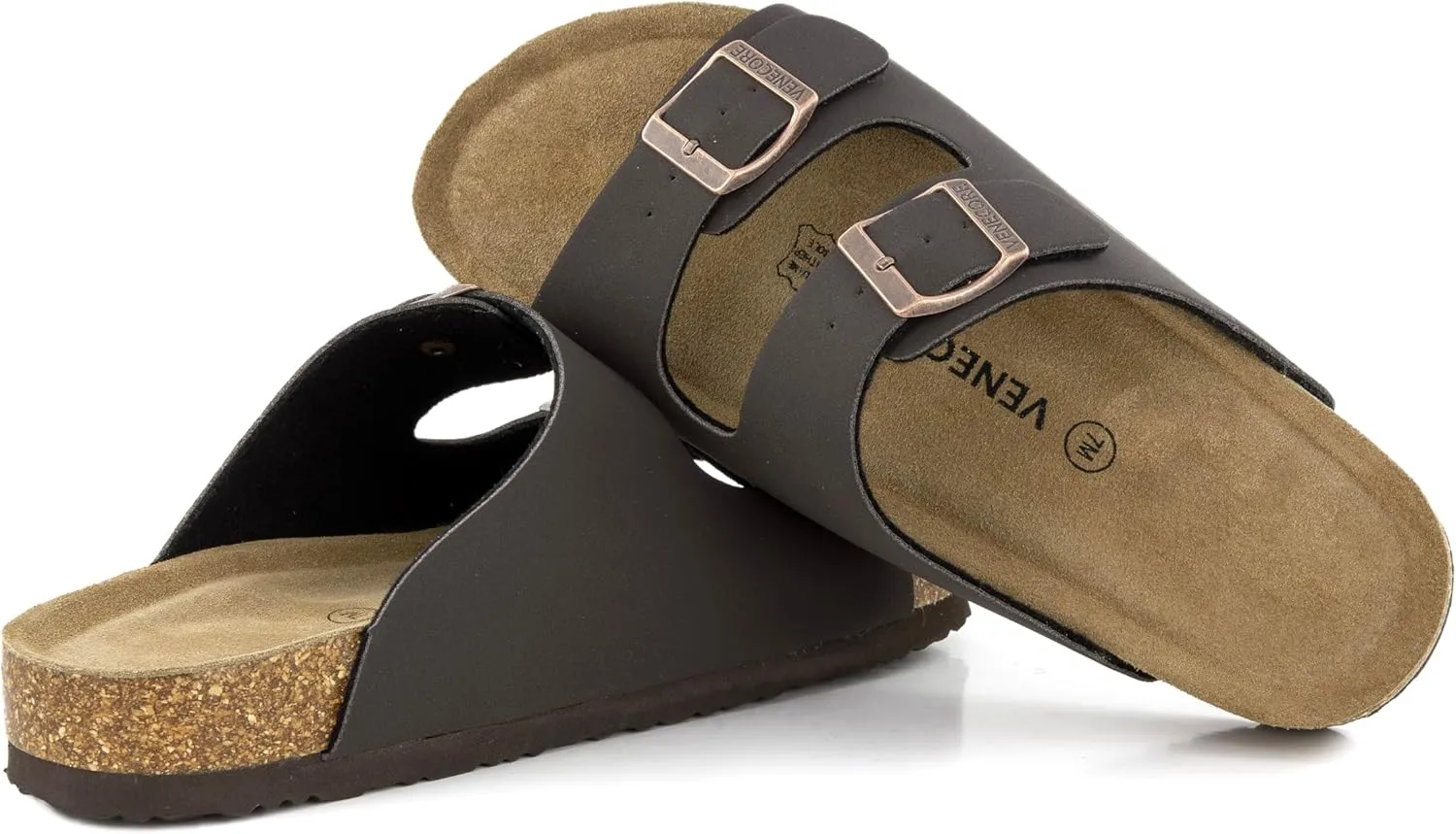 Verano Cork Sandals for Women – Cork Double Strap Sandals Women’s Summer Shoes – Comfortable Slide Sandals